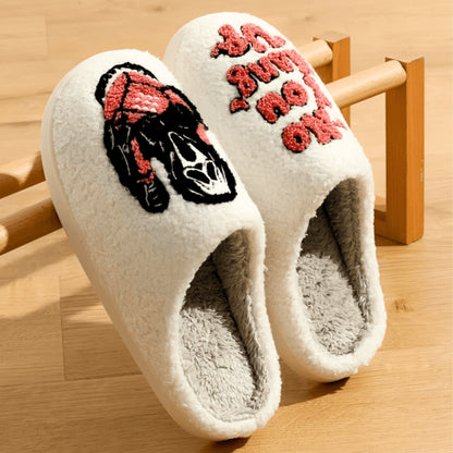 Plush House Slippers Comfortable Home Cream Embroidered Ghost-mask Killer - Image 5