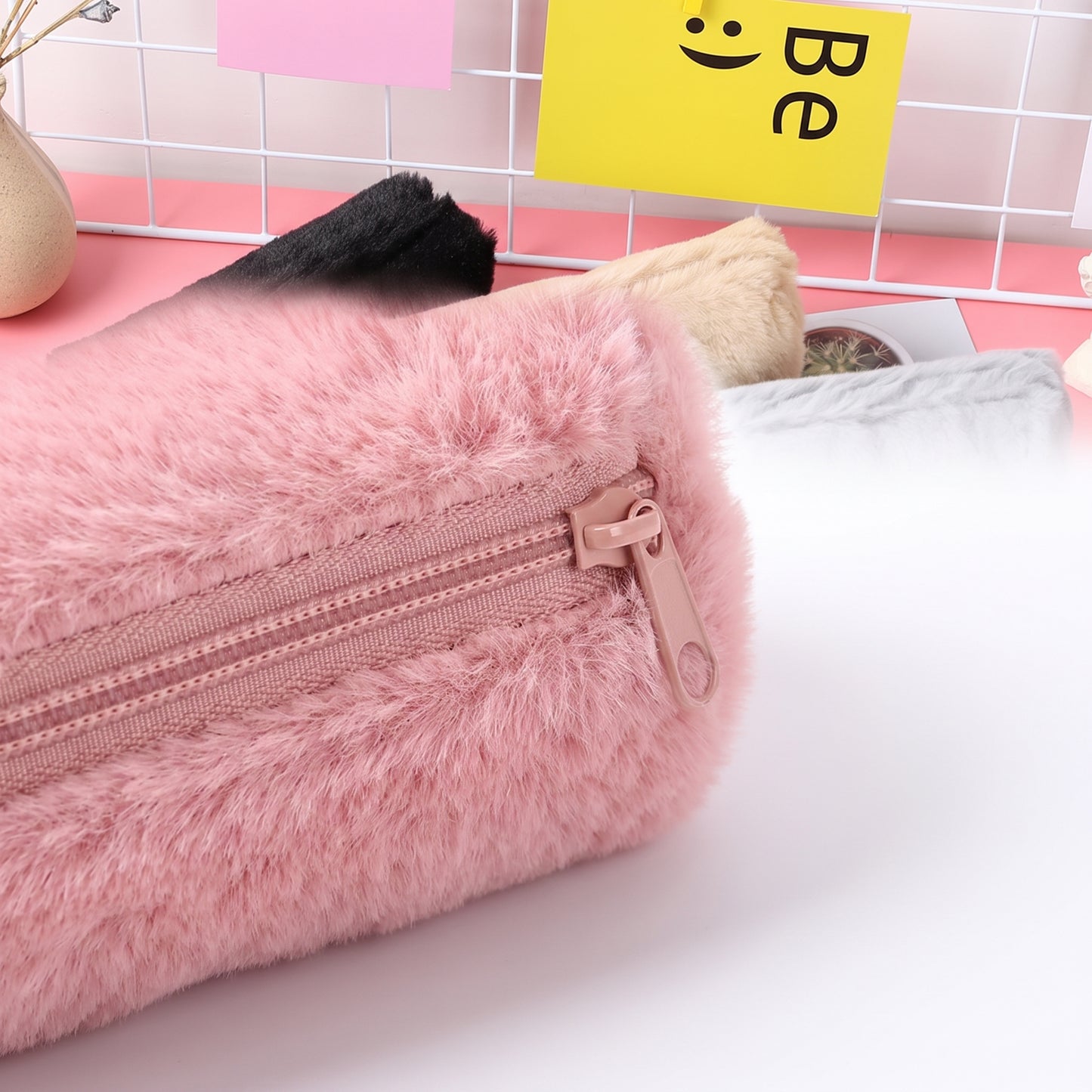 Pencil Case Pouch Cute Plush Soft Zippered Material - detail