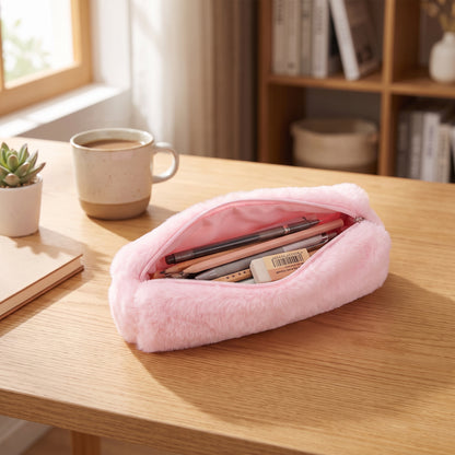 Pencil Case Pouch Cute Plush Soft Zippered Material - in-use
