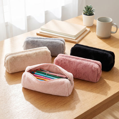 Pencil Case Pouch Cute Plush Soft Zippered Material - in-use