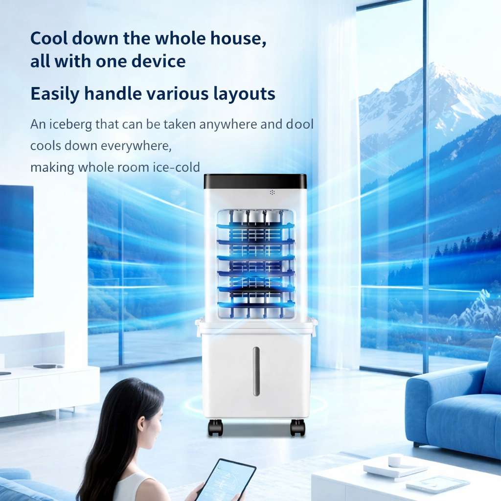 Portable Air Cooler Evaporative Room White Wheeled - Image 2