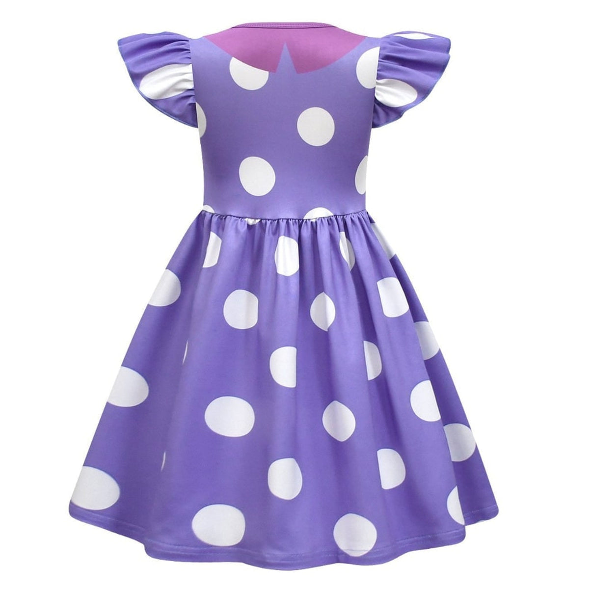 Princess Purple Polka Dot A-Line Flutter Sleeves Kids - Image 4