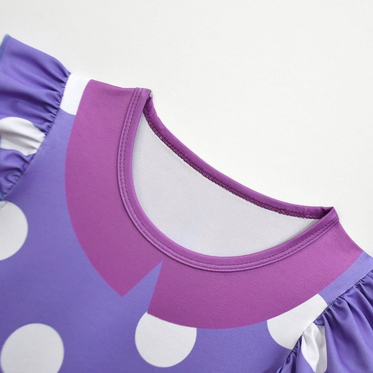 Princess Purple Polka Dot A-Line Flutter Sleeves Kids - Image 5