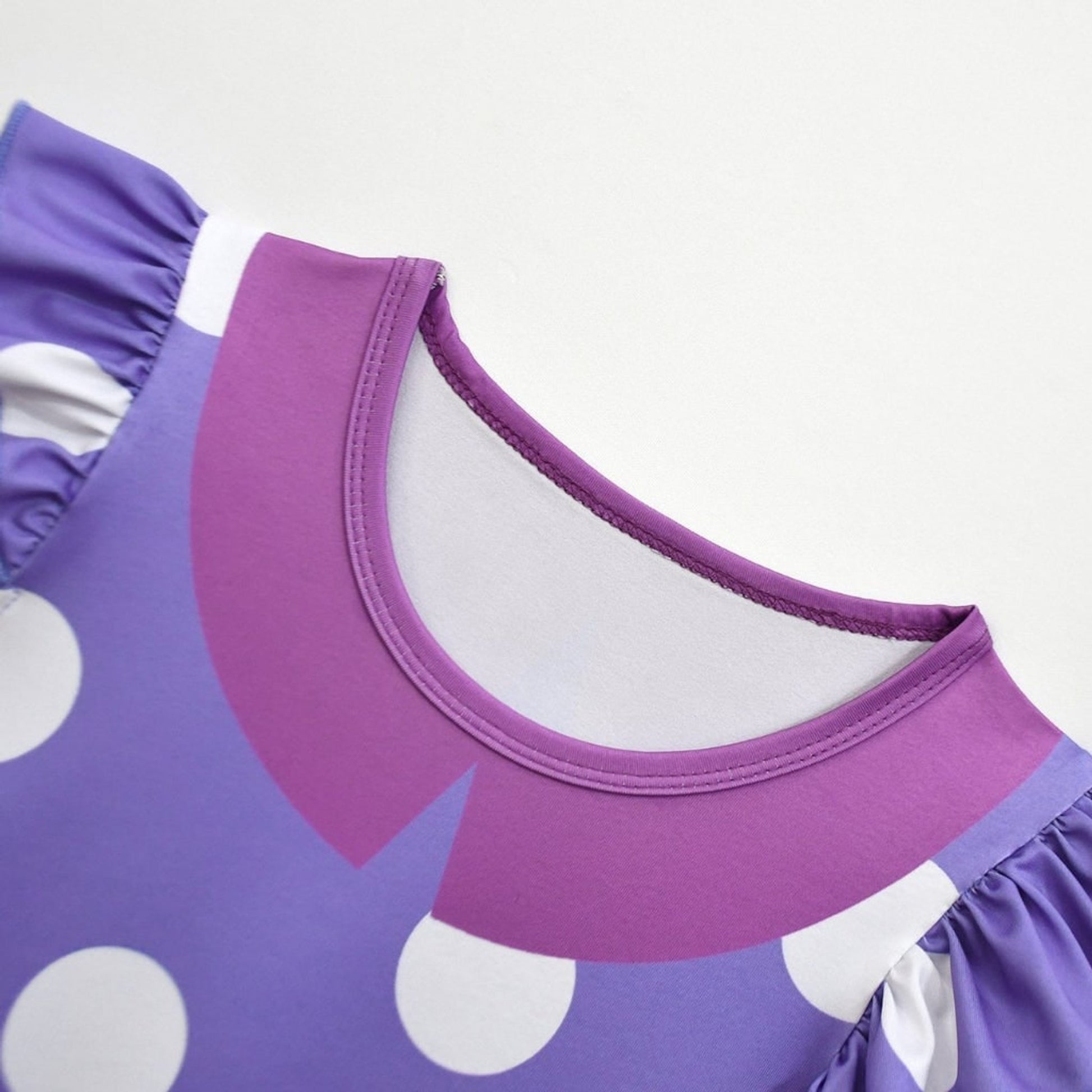 Princess Purple Polka Dot A-Line Flutter Sleeves Kids - Image 5