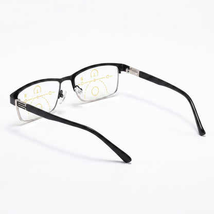 Reading Glasses Progressive Multifocal Semi-Rimless Titanium Frame - angle