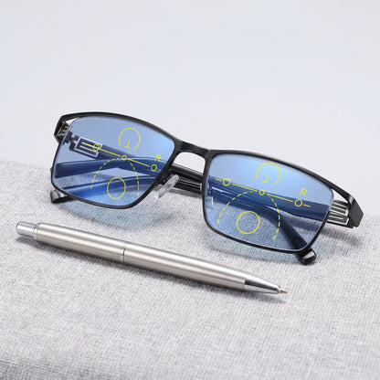 Reading Glasses Progressive Multifocal Semi-Rimless Titanium Frame - scale