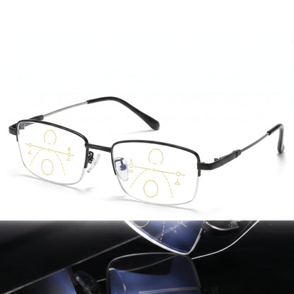 Reading Glasses Progressive Multifocal Semi-Rimless Titanium Frame - studio