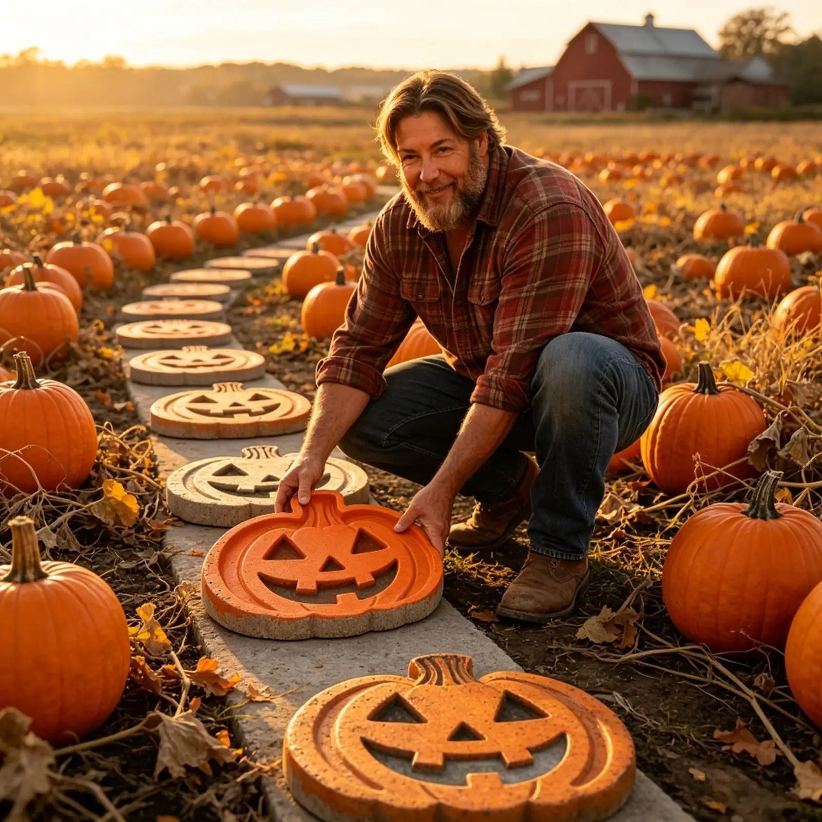 Pumpkin Mold Reusable Casting Mold For Concrete Stepping Stones Halloween Garden Decor With Flexible Construction For Easy Removal - Image 5
