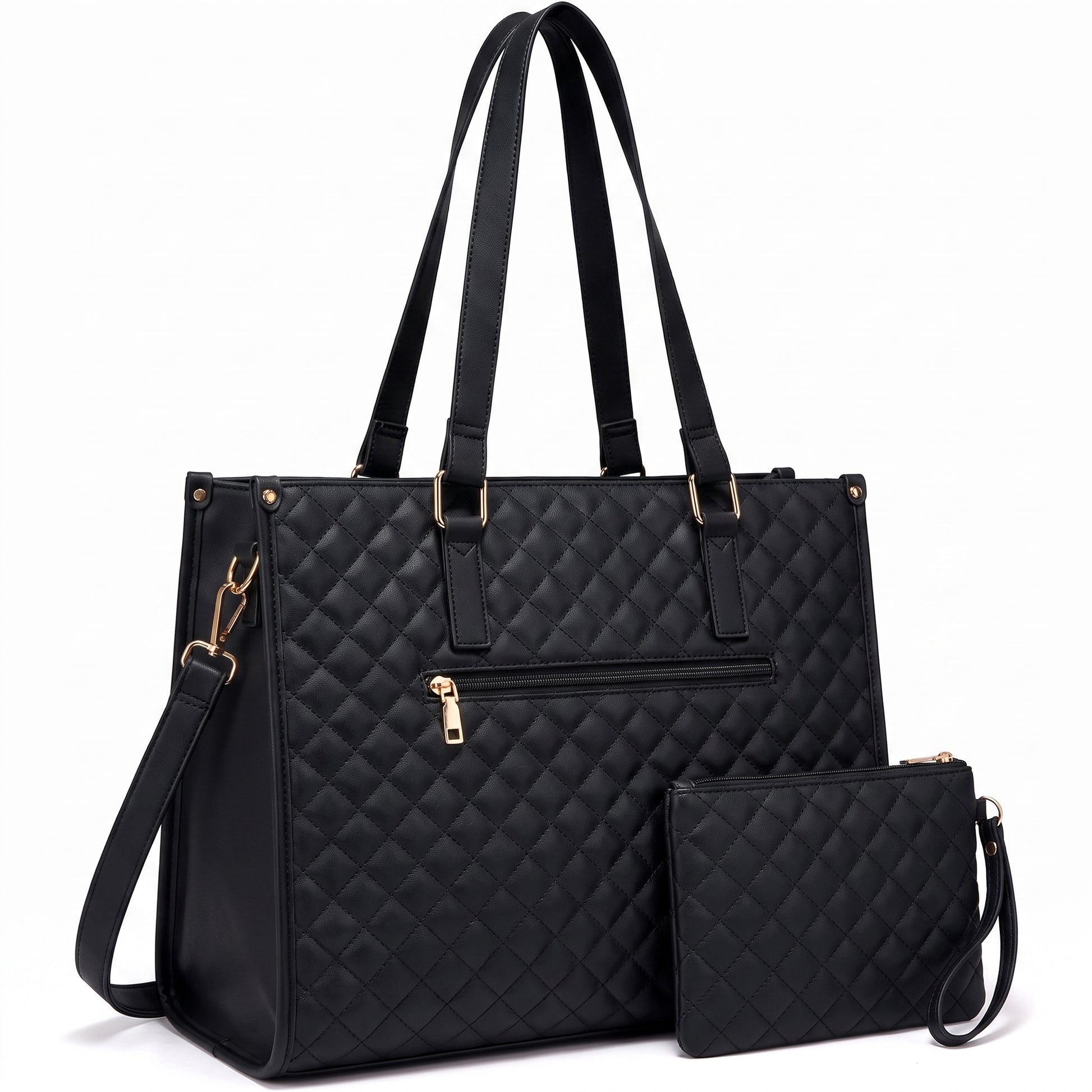 Lunch Bag Quilted Tote Insulated Compartment Work - angle
