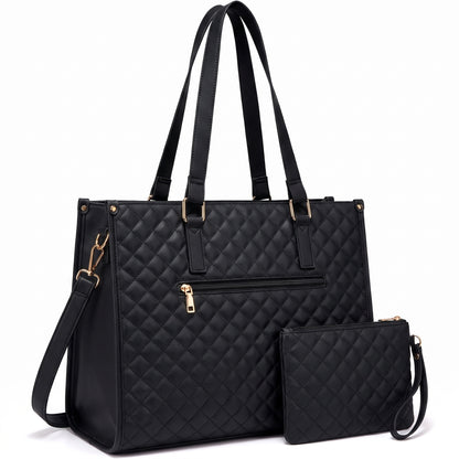 Lunch Bag Quilted Tote Insulated Compartment Work - angle