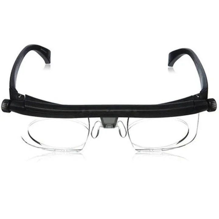 Reading Glasses Adjustable Focus Glasses Black Frame Clear Lenses - Image 1