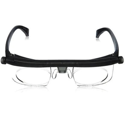 Reading Glasses Adjustable Focus Glasses Black Frame Clear Lenses - Image 1