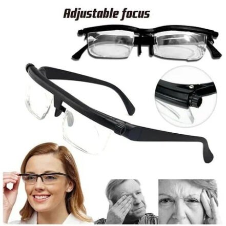 Reading Glasses Adjustable Focus Glasses Black Frame Clear Lenses - Image 3