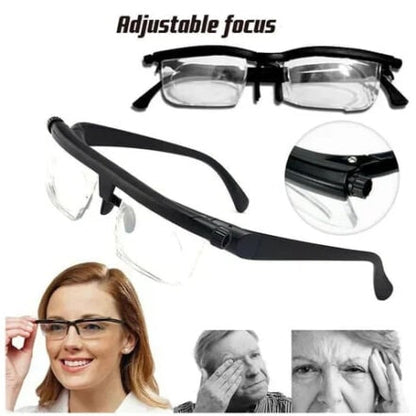 Reading Glasses Adjustable Focus Glasses Black Frame Clear Lenses - Image 3