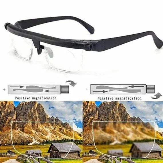 Reading Glasses Adjustable Focus Glasses Black Frame Clear Lenses - Image 4