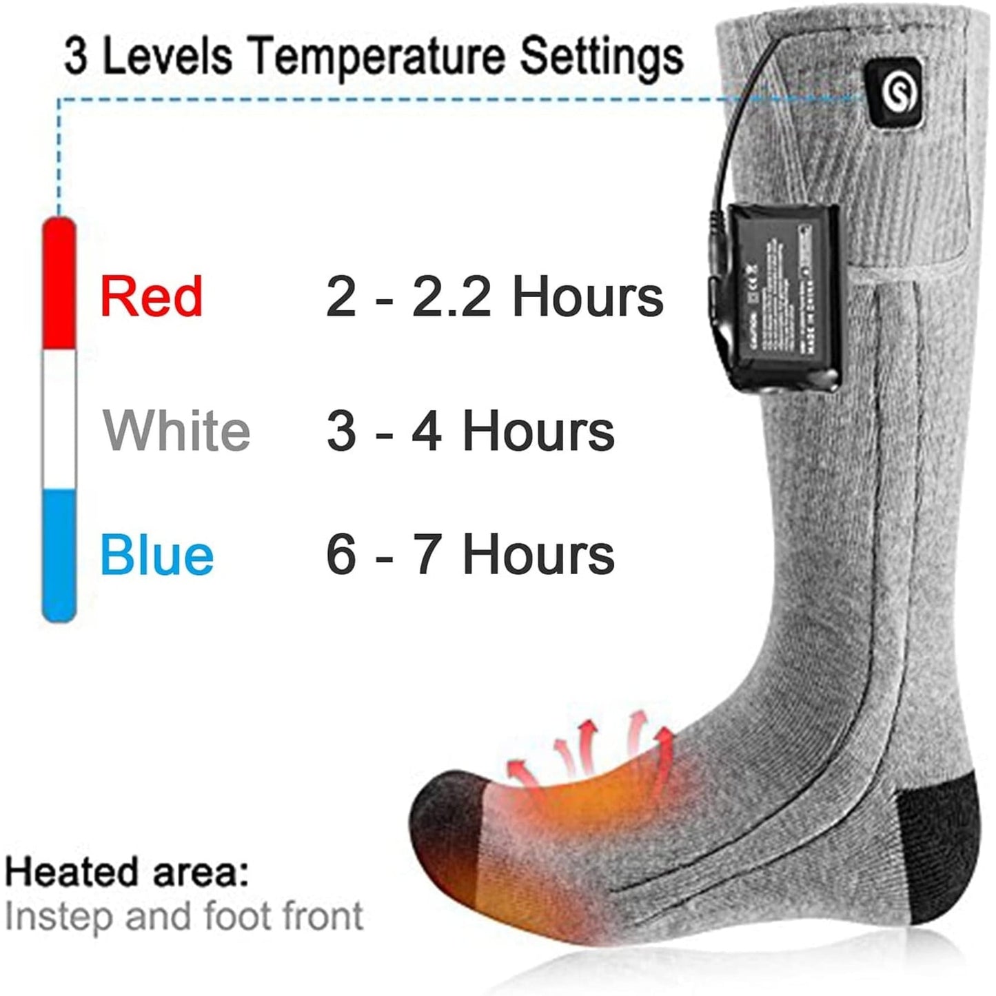 Rechargeable Battery Heated Socks With Moisture Wicking Ankle And Ribbed Knit Calf - Image 4