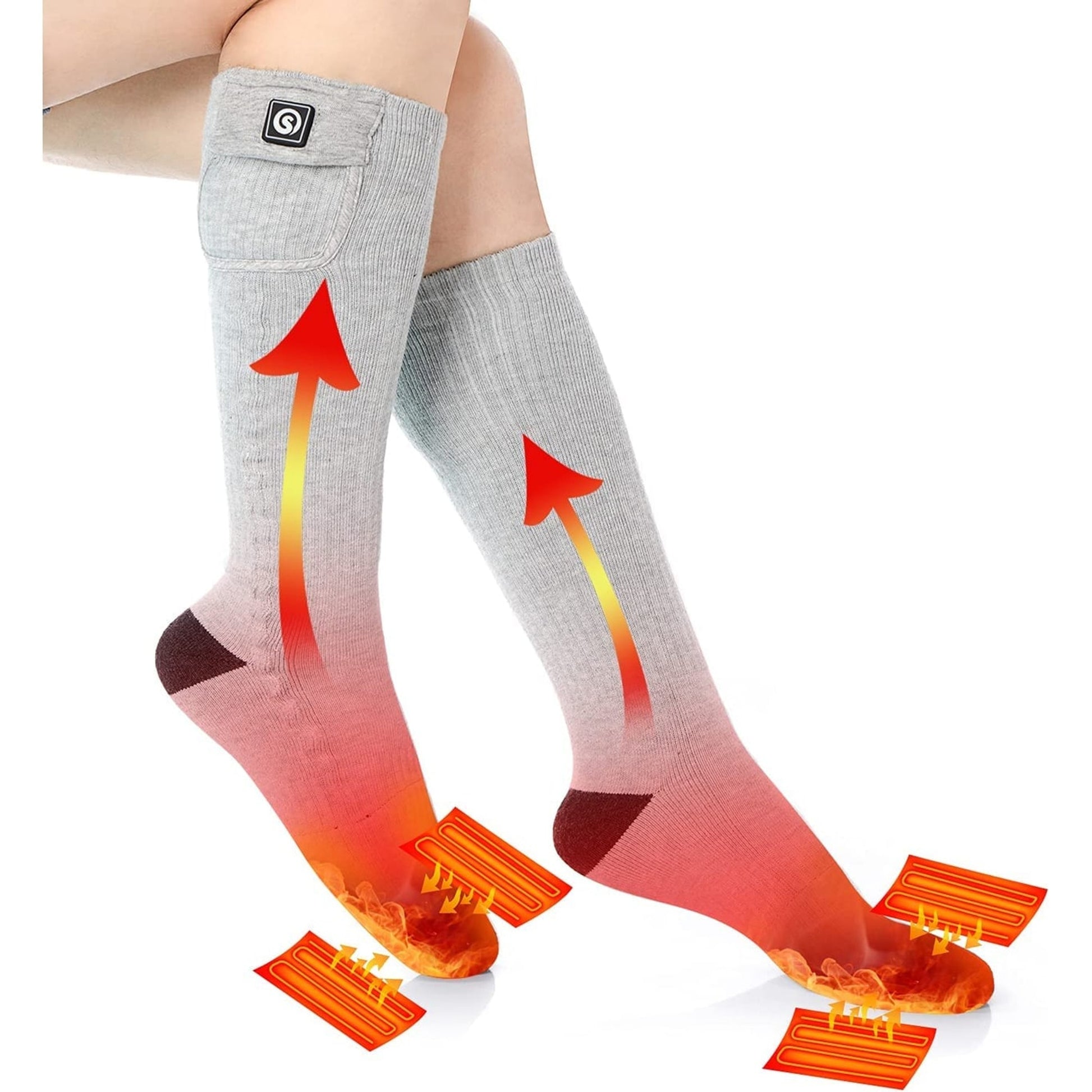 Rechargeable Battery Heated Socks With Moisture Wicking Ankle And Ribbed Knit Calf - Image 10