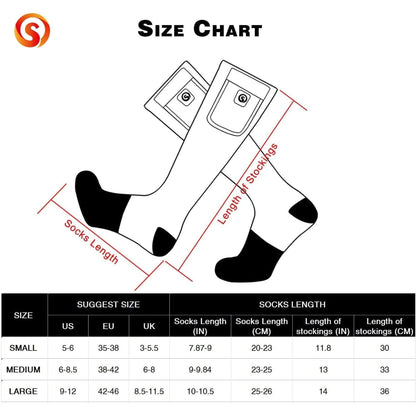 Rechargeable Battery Heated Socks With Moisture Wicking Ankle And Ribbed Knit Calf - Image 6