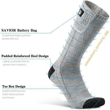 Rechargeable Battery Heated Socks With Moisture Wicking Ankle And Ribbed Knit Calf - Image 3
