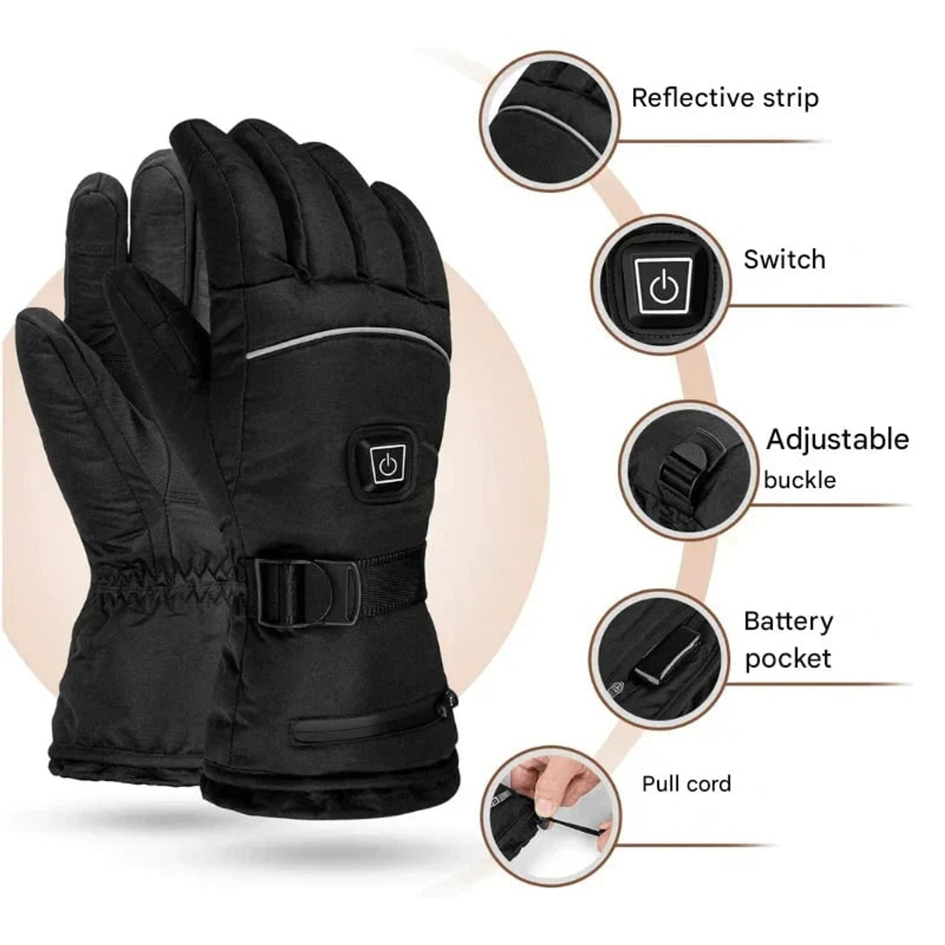 Rechargeable Heated Gloves Adjustable Winter Mittens Touch-Sensitive - Image 7