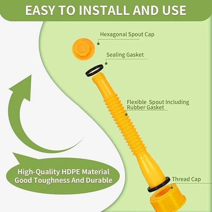 Replacement Gas Can Spout Pouring Flexible Yellow Plastic Kit - Image 12