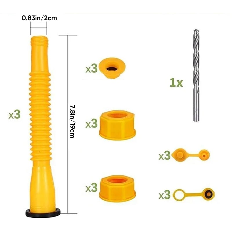 Replacement Gas Can Spout Pouring Flexible Yellow Plastic Kit - Image 13