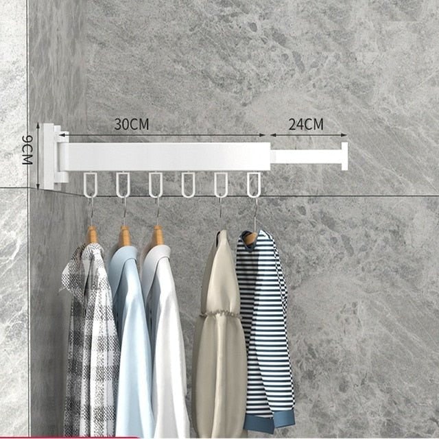 Retractable Clothes Drying Rack Cloth Folding Hanger Wall Mount - Image 2