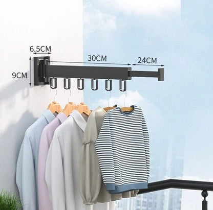Retractable Clothes Drying Rack Cloth Folding Hanger Wall Mount - Image 3