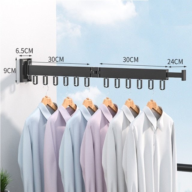 Retractable Drying Rack Folding Wall-Mount Hanger With Cloth Design Space That Disappears When You're Done - Image 13