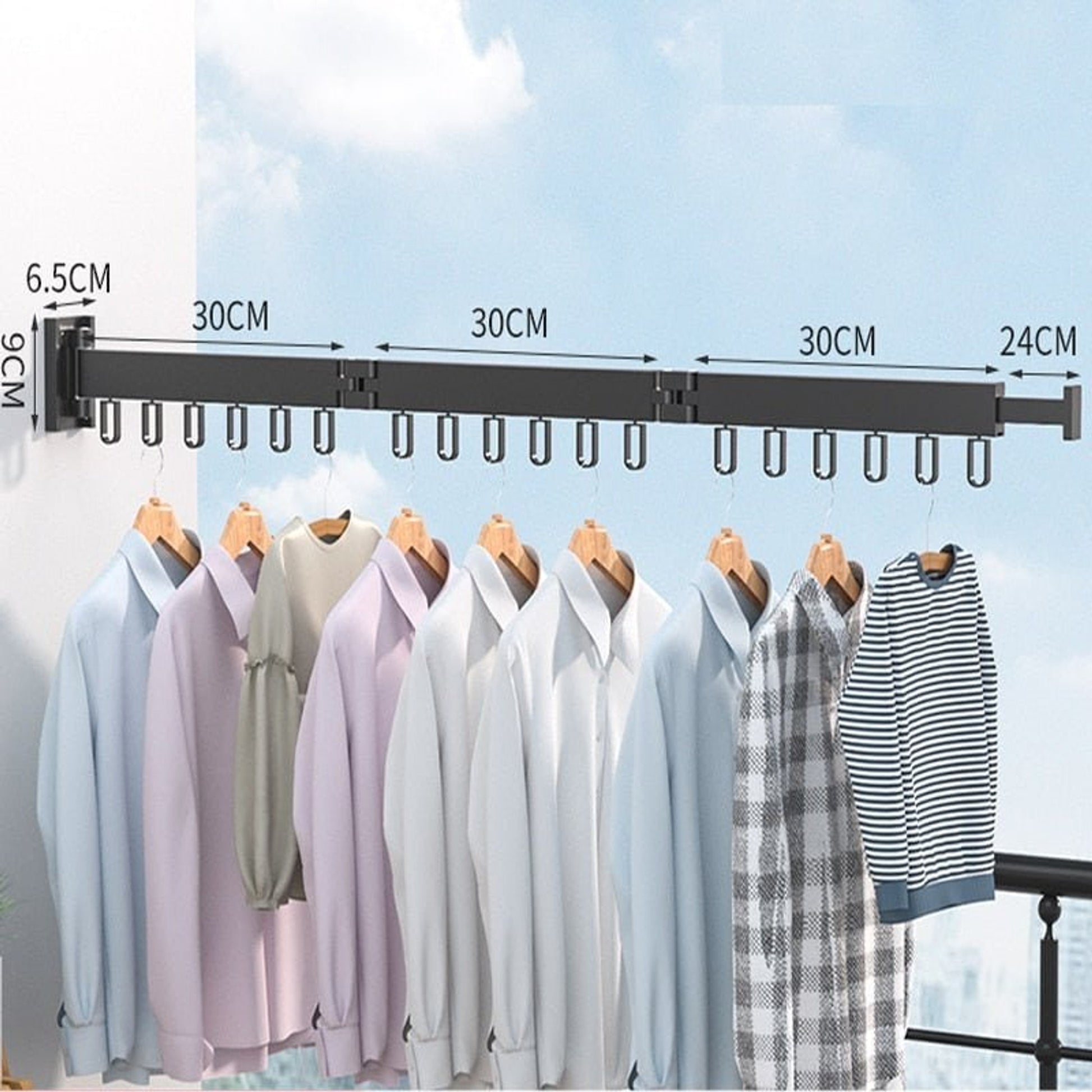 Retractable Wall Drying Rack With Foldable Design For Indoor And Outdoor Use - Image 8