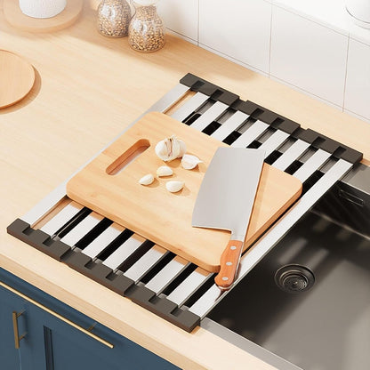 Rollable Drying Rack Dish Drainer Stainless Steel Roll-Up Mat Over Sink Countertop - Image 2