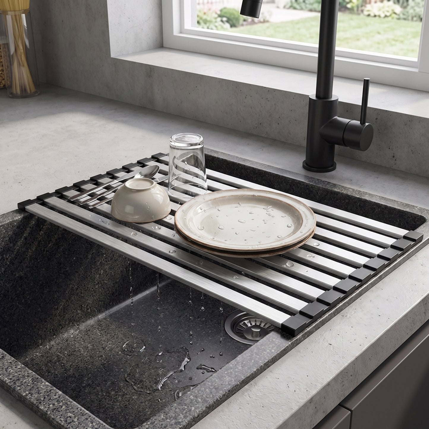 Rollable Drying Rack Dish Drainer Stainless Steel Roll-Up Mat Over Sink Countertop - Image 6