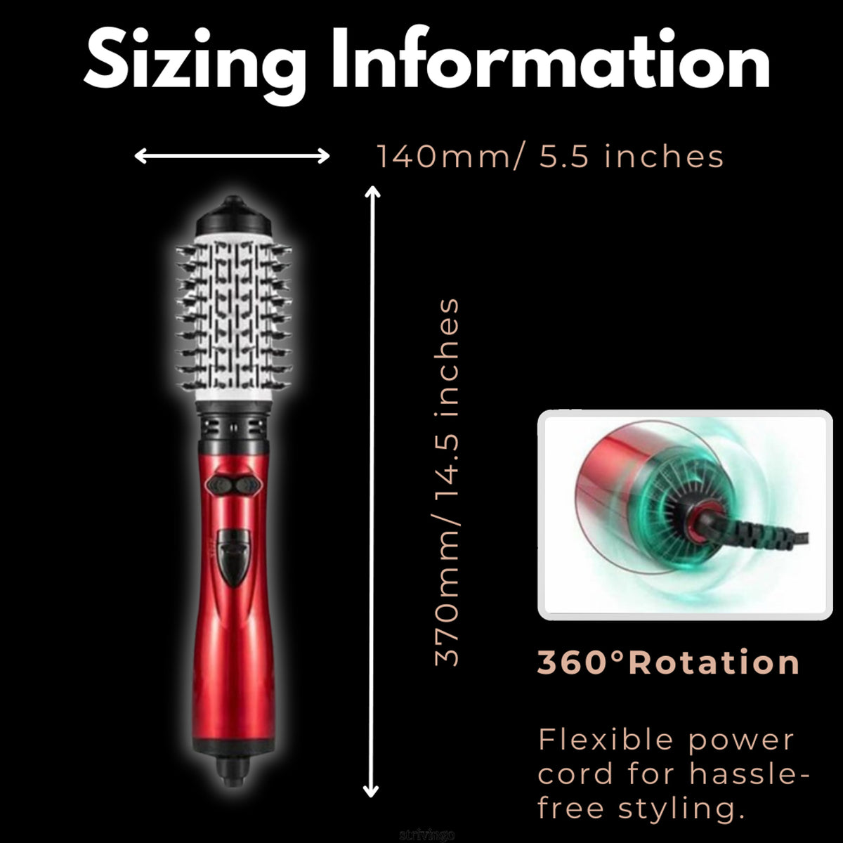 Rotating Brush Hair Dryer 2-In-1 Volumizing Brush System With 360° Rotation And Adjustable Directions For Dry & Style In One Step - Image 8