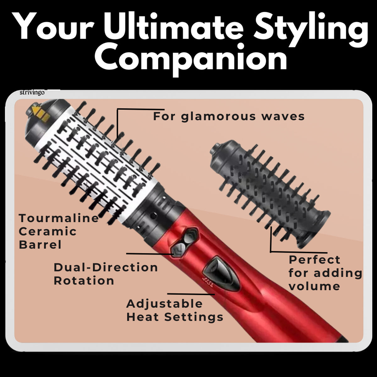 Rotating Brush Hair Dryer 2-In-1 Volumizing Brush System With 360° Rotation And Adjustable Directions For Dry & Style In One Step - Image 6
