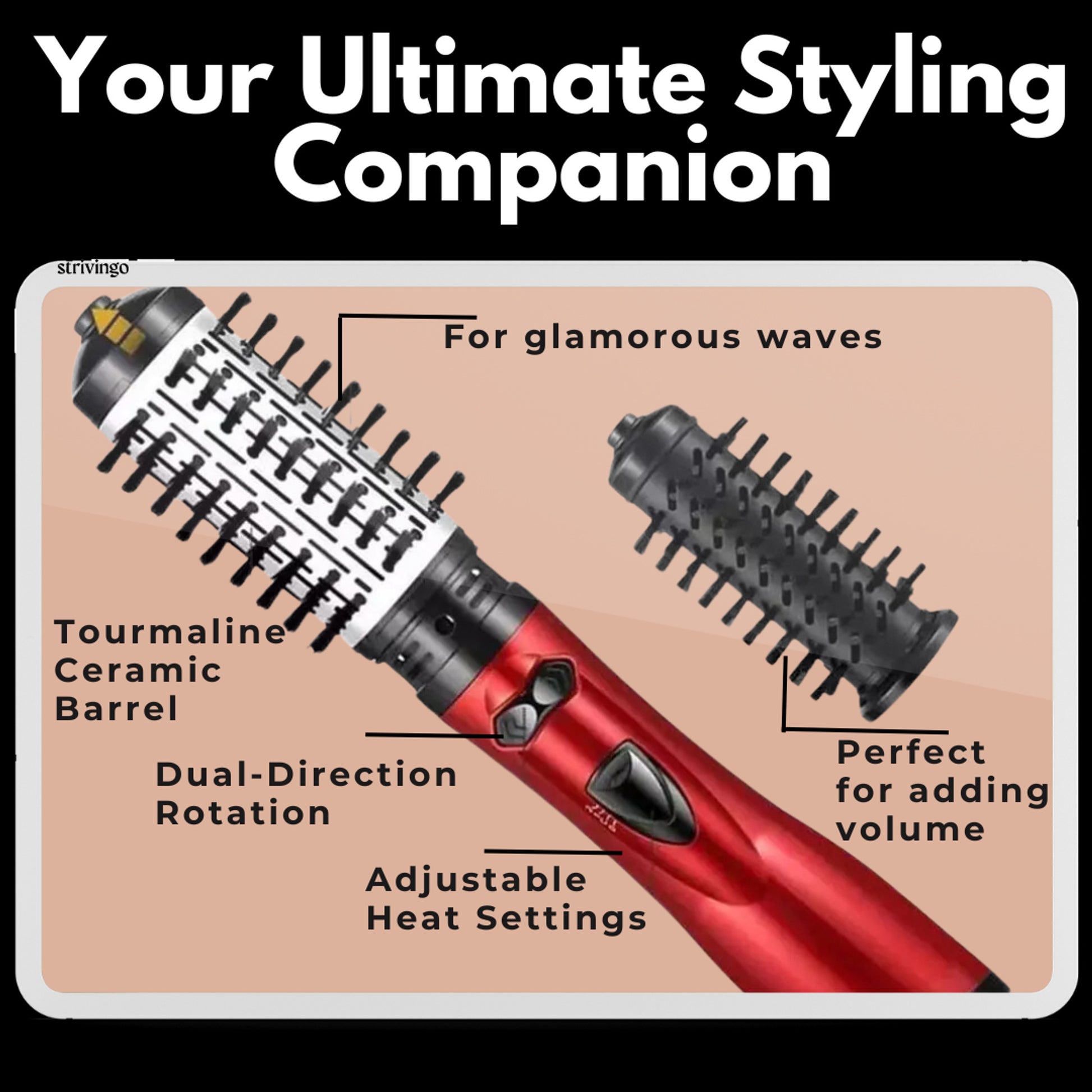 Rotating Brush Hair Dryer 2-In-1 Volumizing Brush System With 360° Rotation And Adjustable Directions For Dry & Style In One Step - Image 6