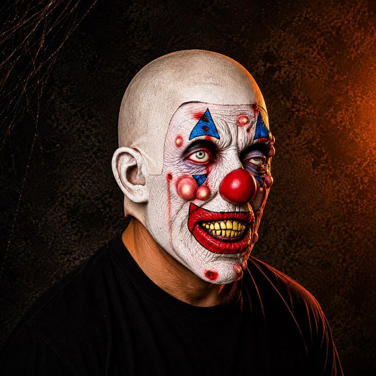 Scary Clown Halloween Mask Full Head White Red Blue - Image 2