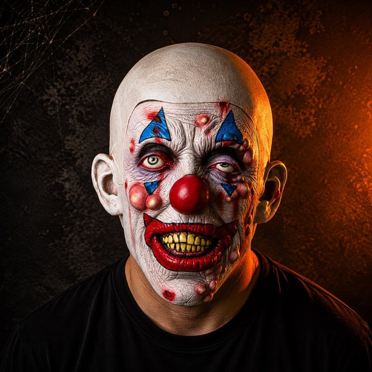 Scary Clown Halloween Mask Full Head White Red Blue - Image 3