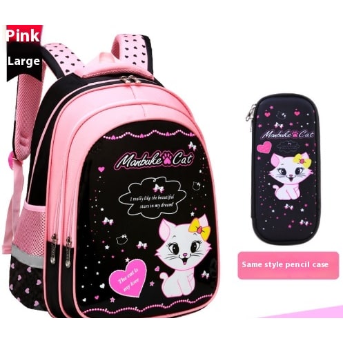 School Bag Cat Print Backpack Lunch Pencil Cases kpop girls - Image 15