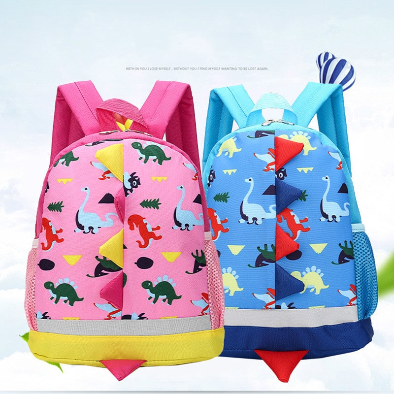 School Bag Kids Backpack Childrens Dinosaur Spikes Pocket - Image 3