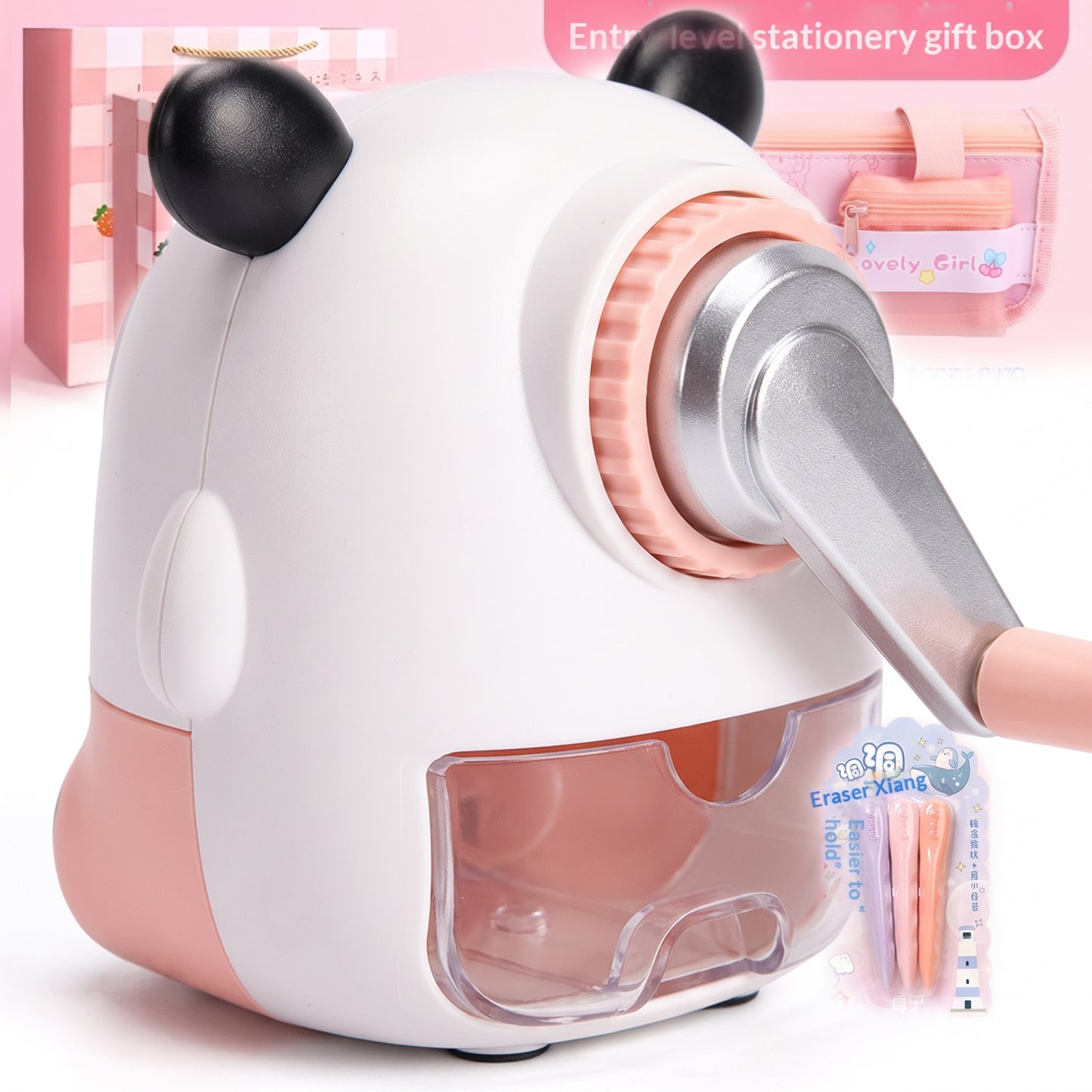 Gift Pink School Supplies Cute Cartoon Childrens Stationery Set - detail
