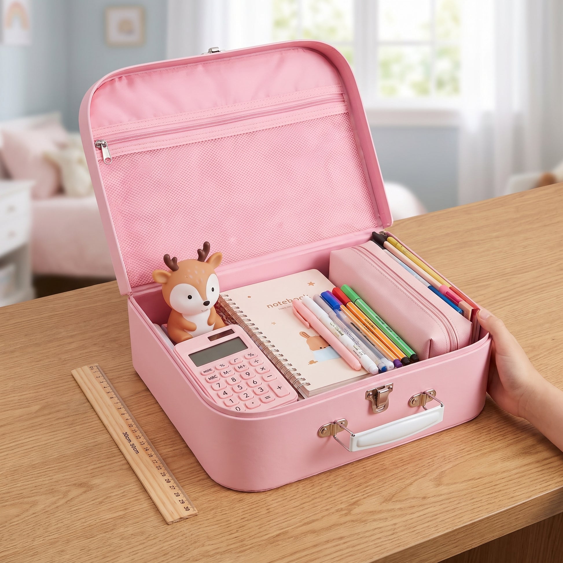 Gift Pink School Supplies Cute Cartoon Childrens Stationery Set - scale