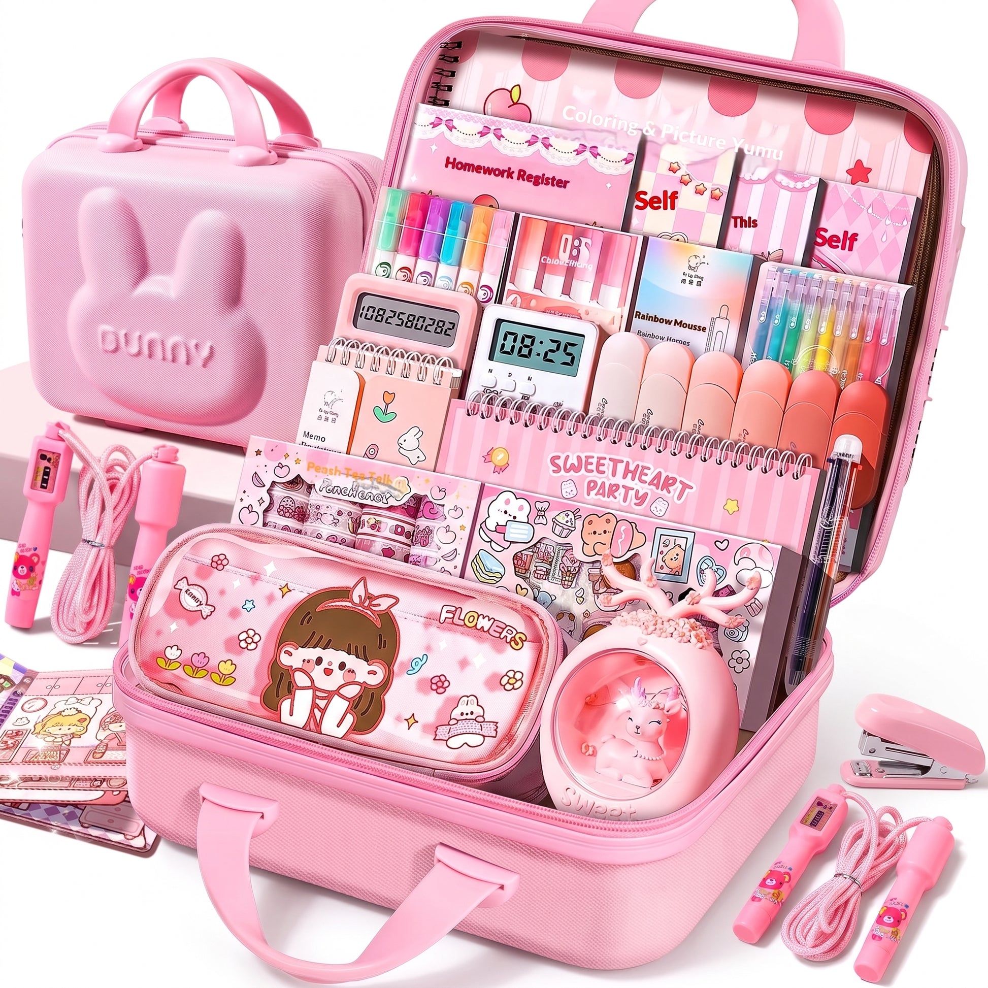 Gift Pink School Supplies Cute Cartoon Childrens Stationery Set - studio