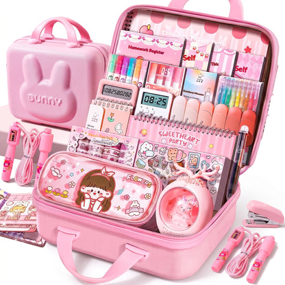 Gift Pink School Supplies Cute Cartoon Childrens Stationery Set - studio