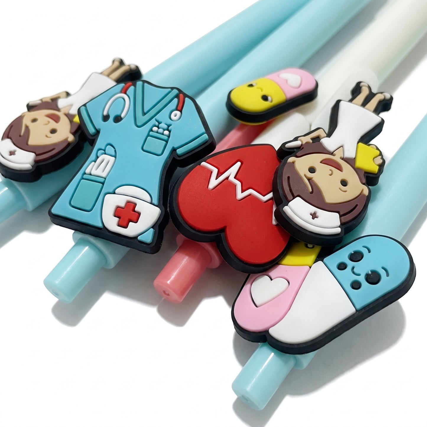 Gel Pens Medical Themed Cute Nurse Doctor Silicone Toppers - detail