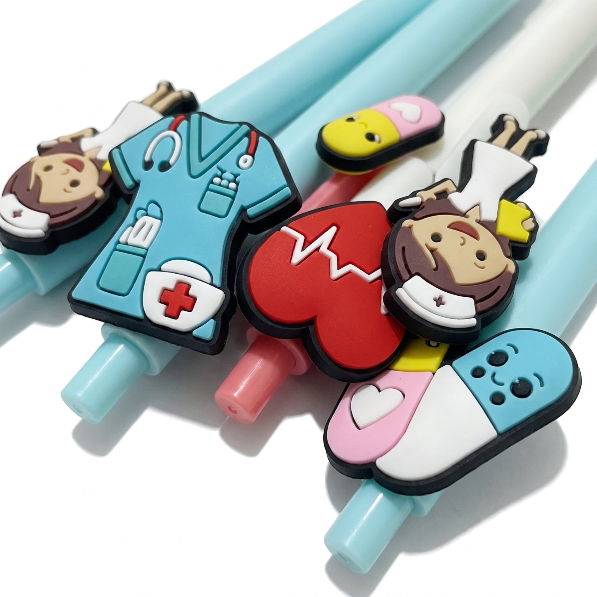 Gel Pens Medical Themed Cute Nurse Doctor Silicone Toppers - detail