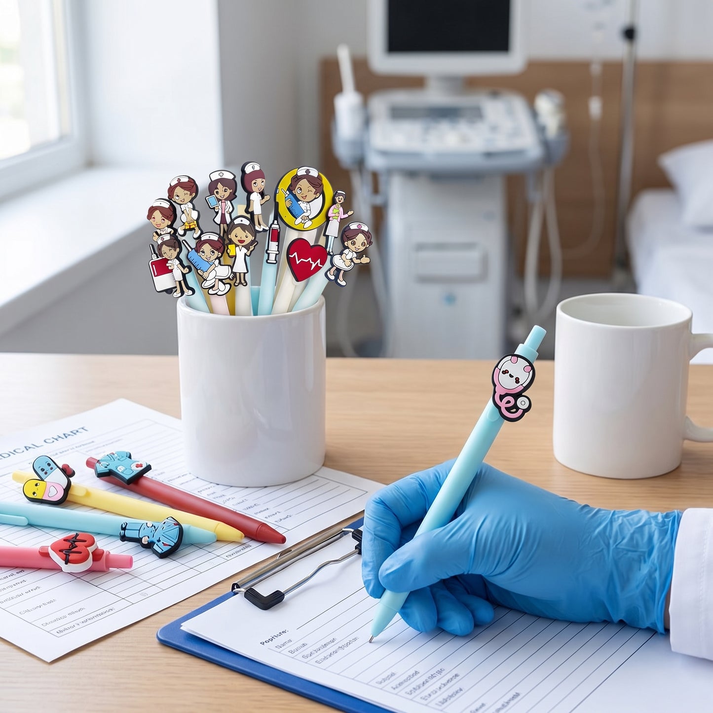Gel Pens Medical Themed Cute Nurse Doctor Silicone Toppers - hero