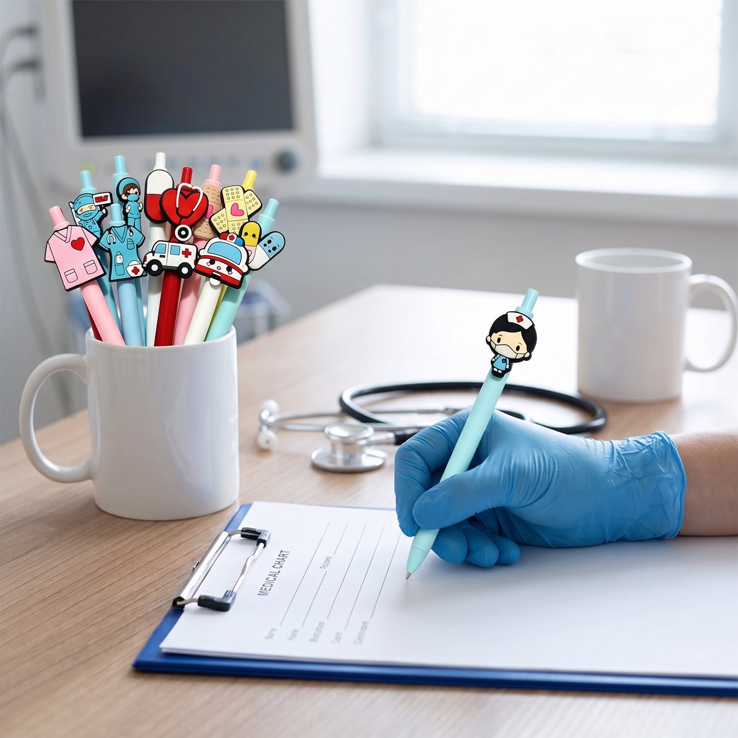 Gel Pens Medical Themed Cute Nurse Doctor Silicone Toppers - Image 7