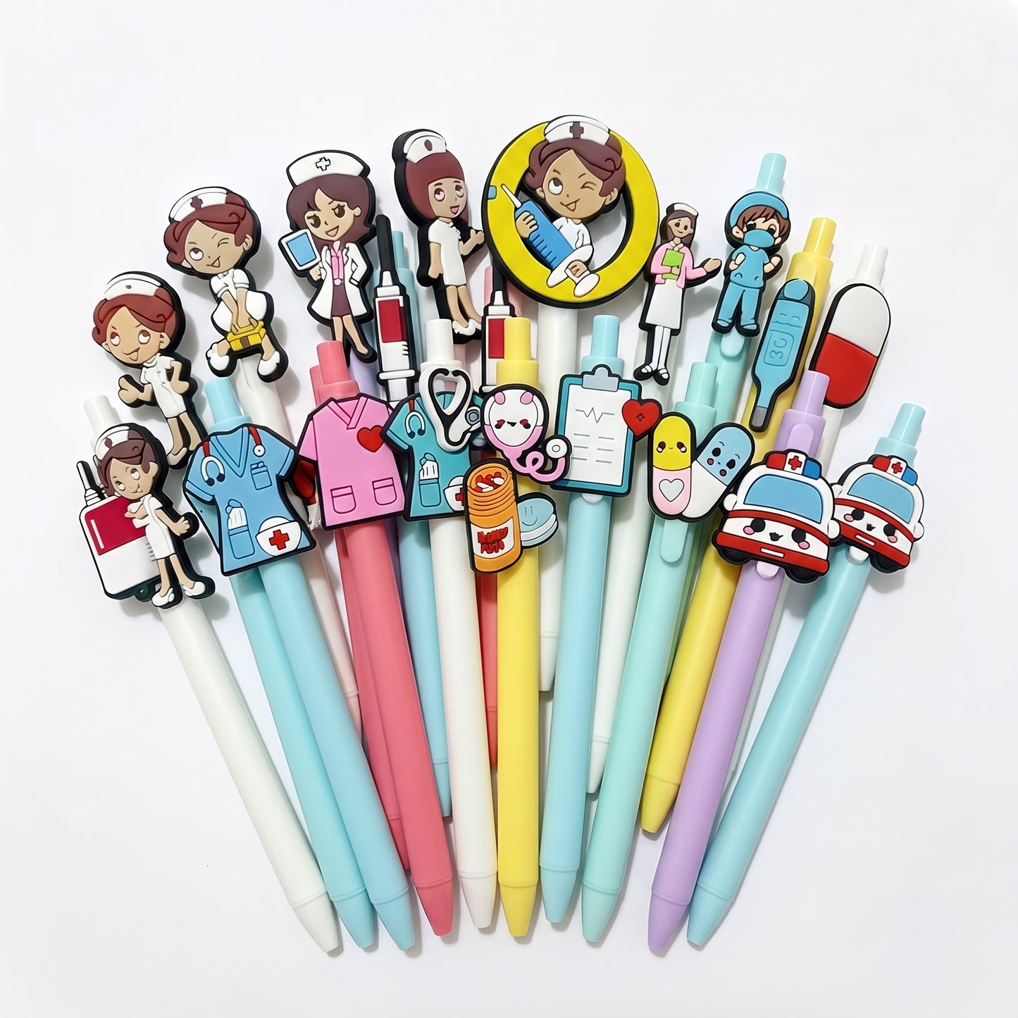 Gel Pens Medical Themed Cute Nurse Doctor Silicone Toppers - studio