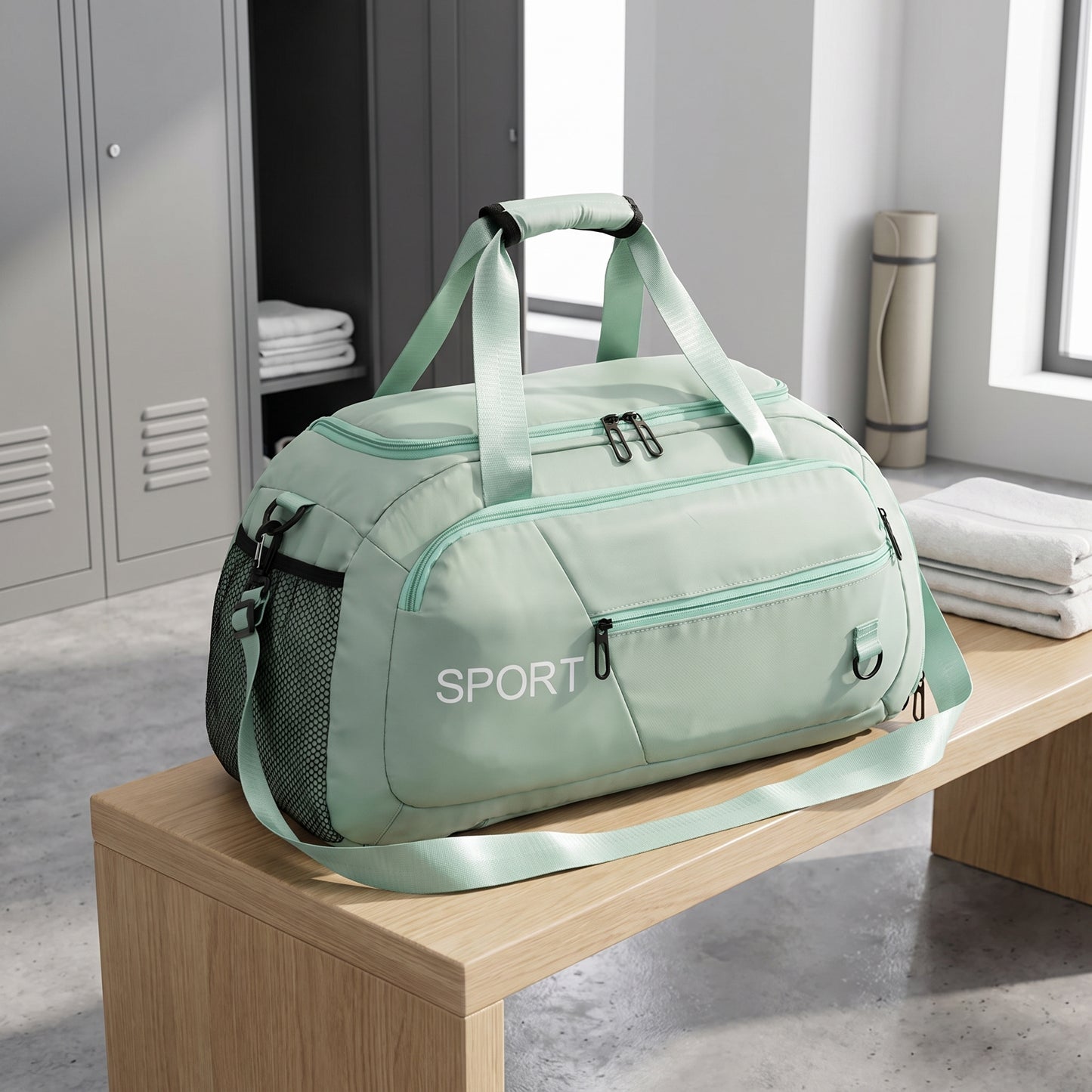 Gym Bag Travel Duffel Shoe Compartment Sports - in-use