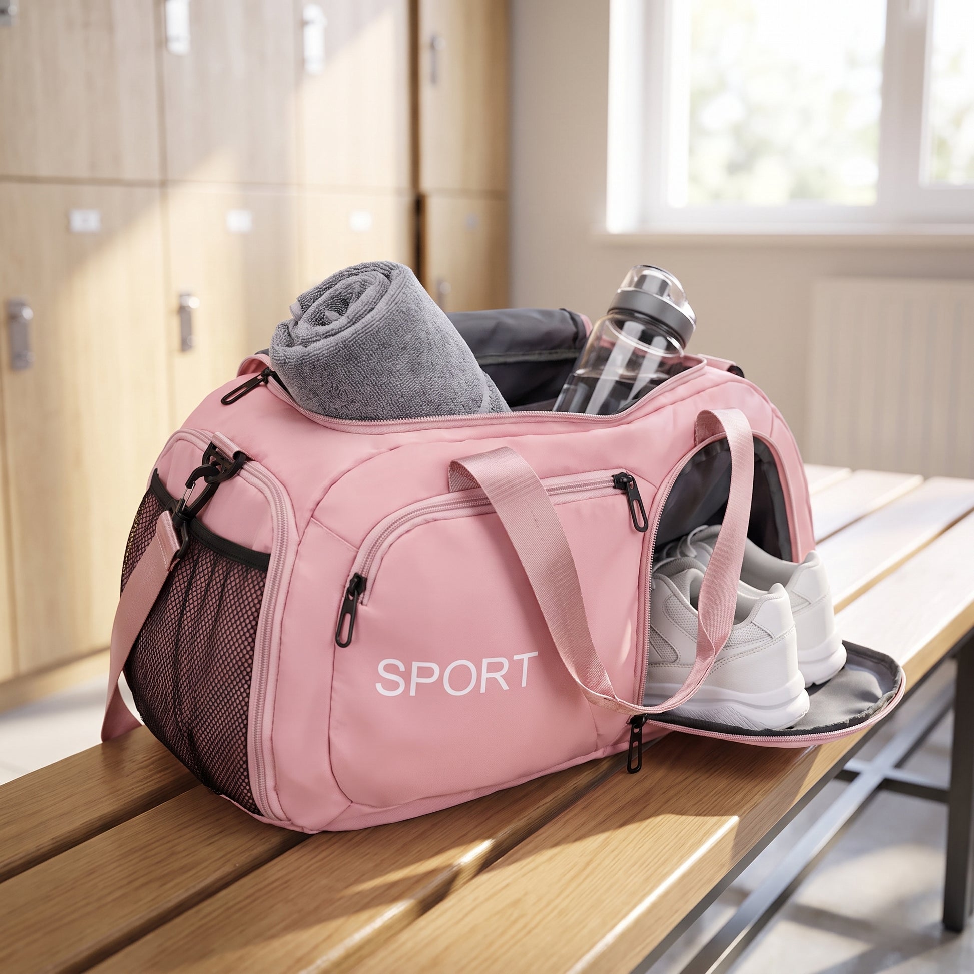 Gym Bag Travel Duffel Shoe Compartment Sports - in-use